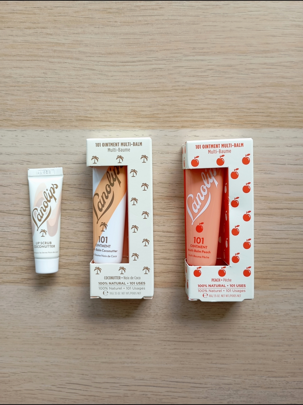 Lanolips 101 Ointment Multi-Balm - Peach and Coconut + Lip Scrub(Set)
